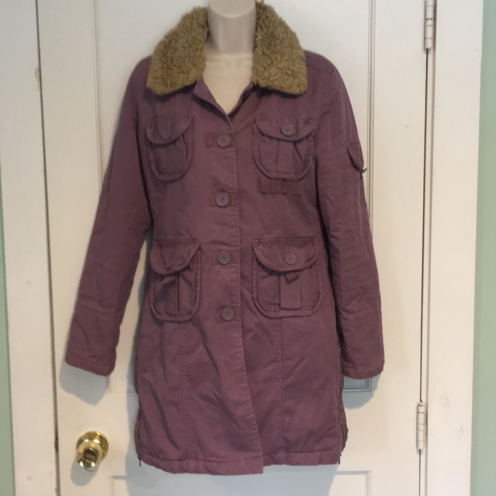 Tulle Canvas Jacket with sherpa collar